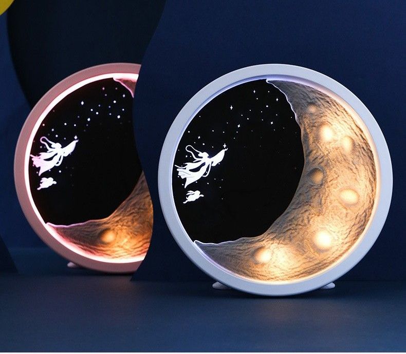 Altavoz Bluetooth inalámbrico Chang'e Flying To The Moon, luz nocturna de ambiente para dormitorio, adorno de estilo antiguo Qixi_voghion.com