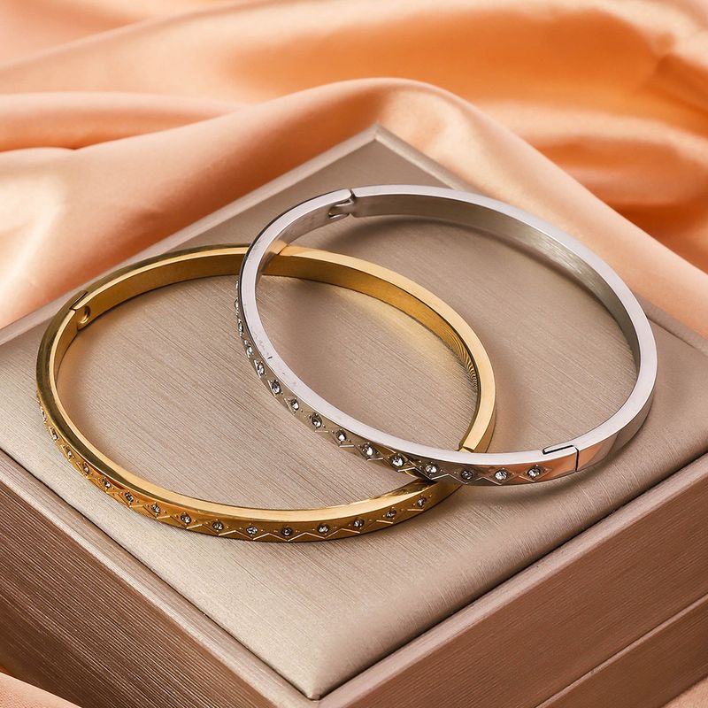 Casual Estilo Simples Cor Sólida Titânio Aço Zircão Pulseira A Granel_voghion.com
