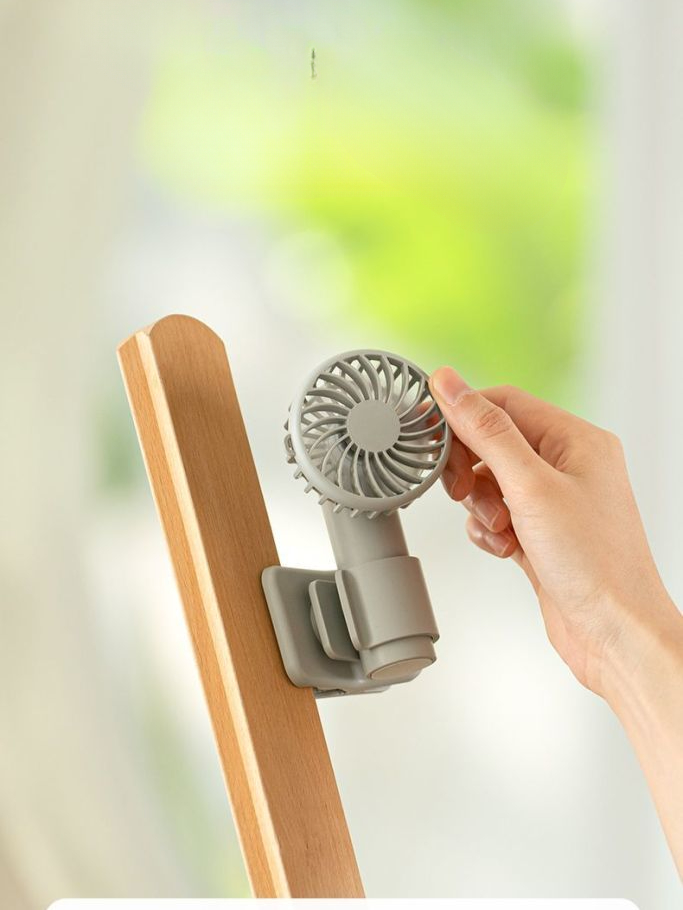 Tragbarer Handheld-Ventilator für Reisen im Freien, USB, wiederaufladbar, starker Wind, Desktop, kleiner Taschenclip, Regenschirm, Mini-Ventilator_voghion.com