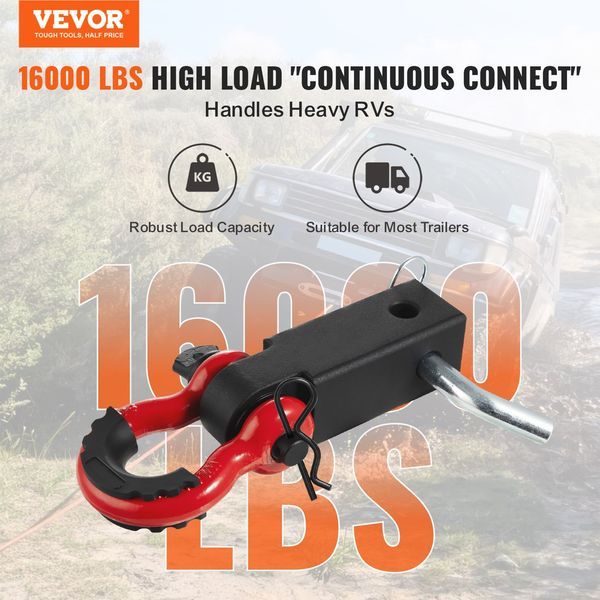 2' Trailer Shackle Hitch Receiver D-Ring Recovery For Truck Jeep 52900 Lbs_voghion.com