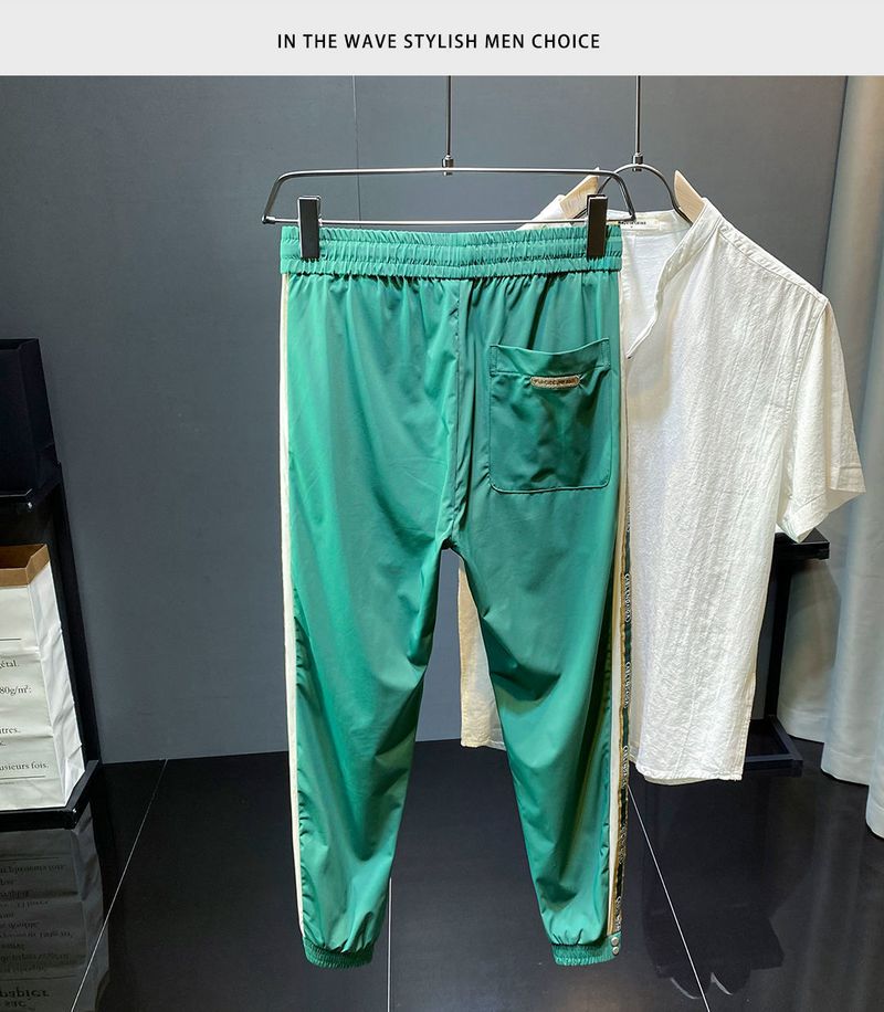 Summer Thin Ice Silk Men, Loose And Versatile, Trendy Sports Leggings, Cropped Casual Pants For Men_voghion.com