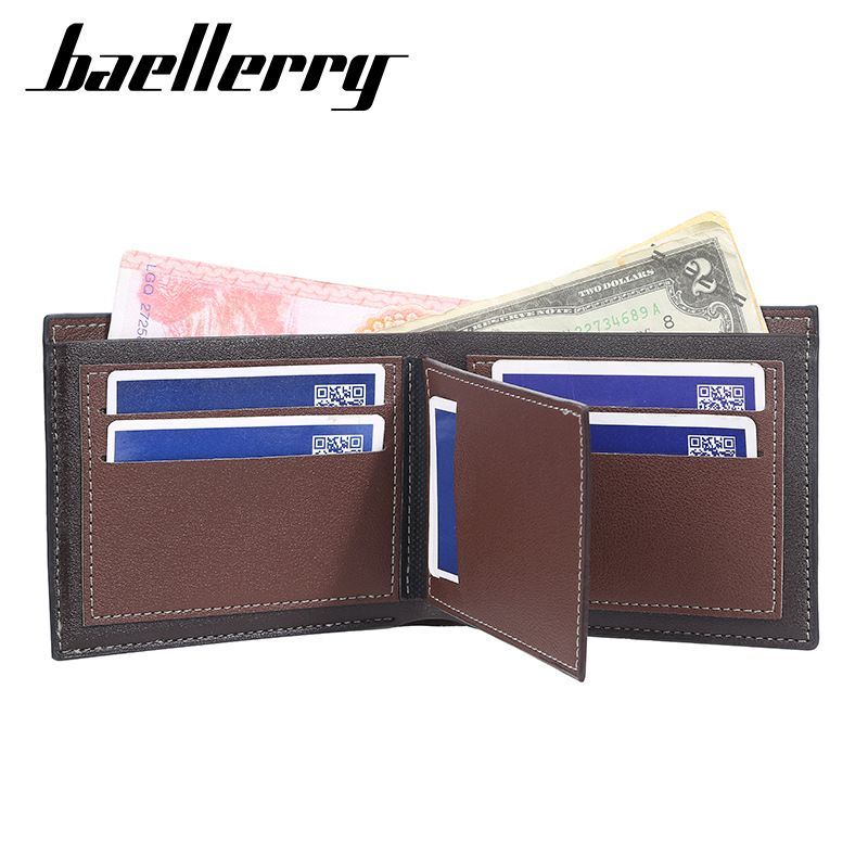 baellerry Wallet Men's Short Korean-style Multi-card Open Horizontal Wallet Youth Simple Thin Wallet_voghion.com