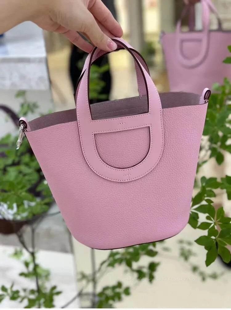 Pig Nose Bucket Bag Better Genuine Leather Vegetable Basket Soft Women's Handbag 2023 New Simple and Fashionable_voghion.com
