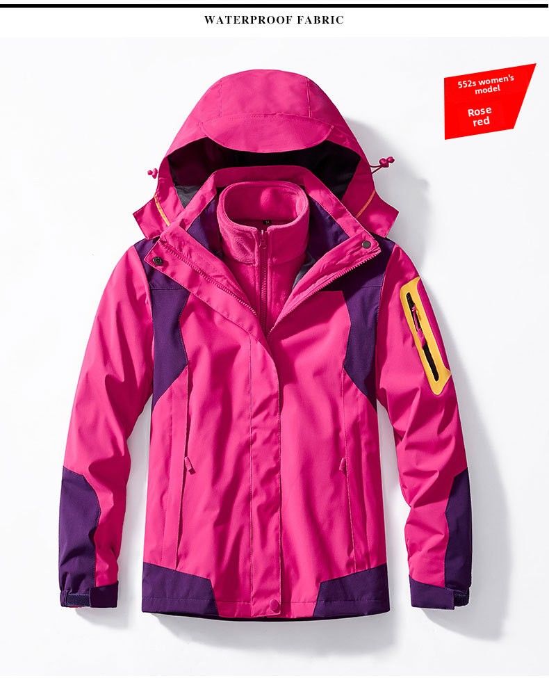 Giacca da uomo 3 in 1, staccabile, in due pezzi, foderata in pile, impermeabile e antivento, da donna, per escursioni all'aperto_voghion.com