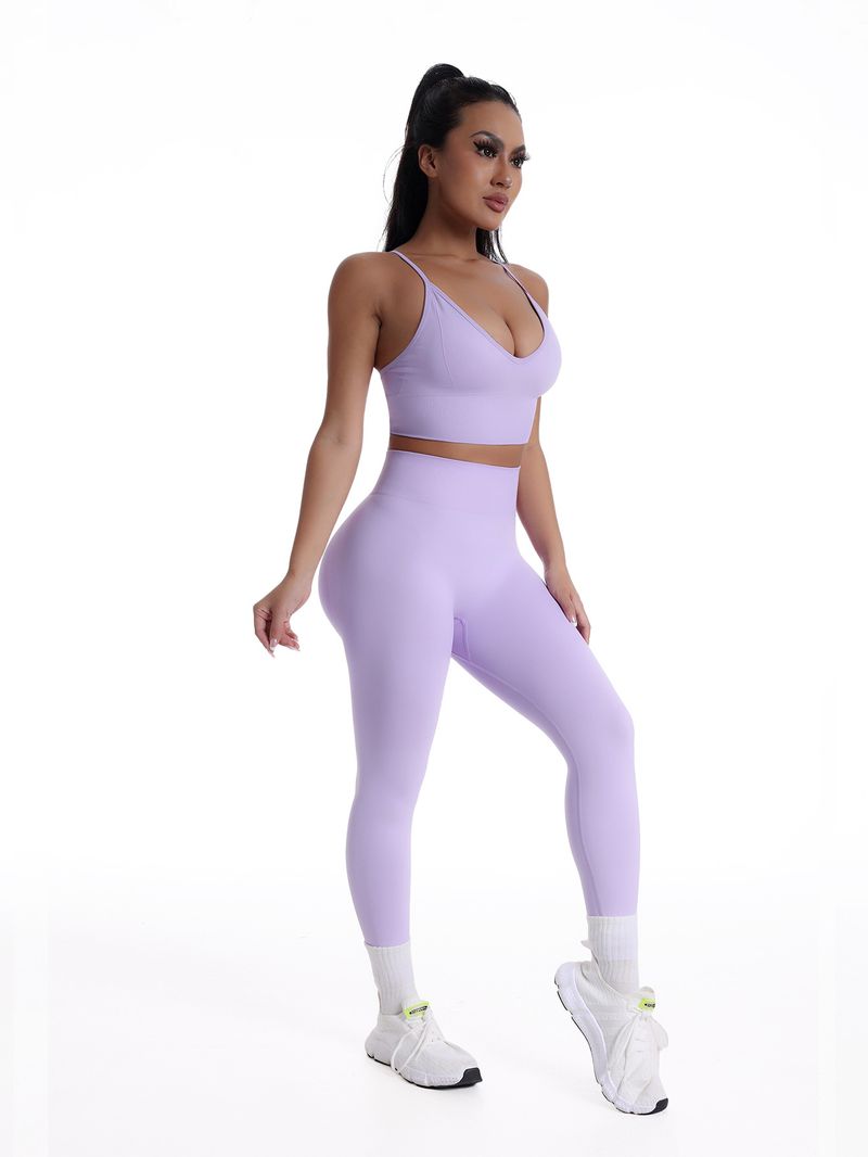 Γυναικεία Ρούχα Αθλητικό Σουτιέν με Τιράντες Halter Παντελόνι Ολόσωμο Γιόγκα Ρούχα Γυμναστικής Δύο Τεμαχίων_voghion.com