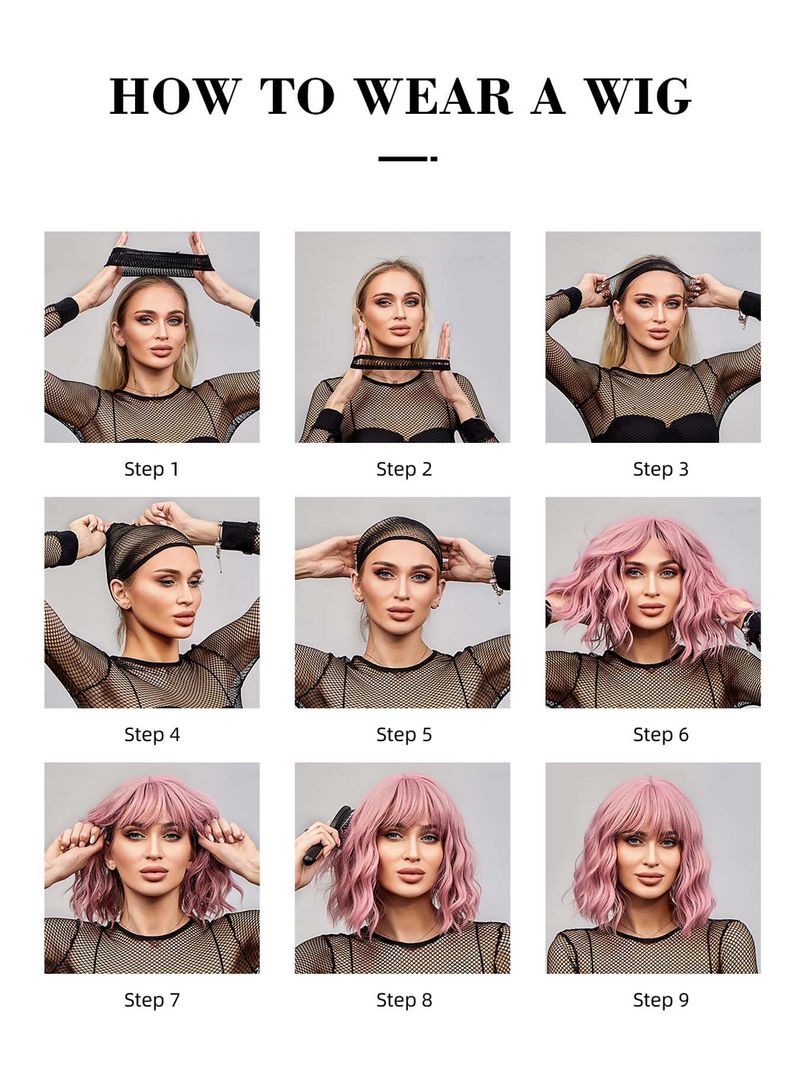 Extension per capelli, parrucche, parrucca, set completo per testa, frangia femminile, simulazione di capelli umani, effetto onda d'acqua, capelli lunghi e ricci._voghion.com