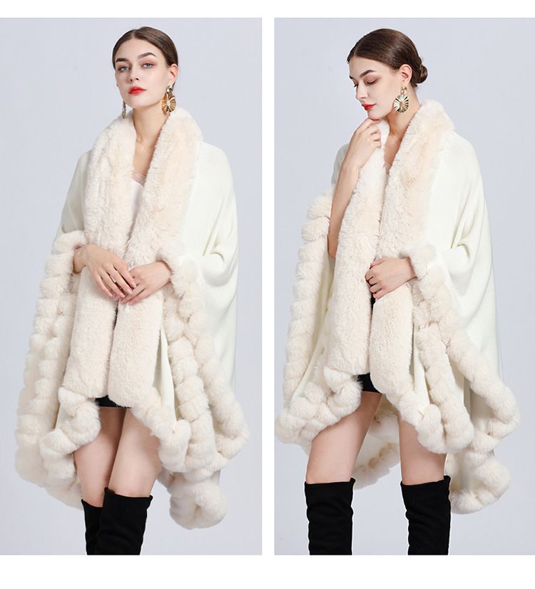 Elegante cardigan oversize con maniche a pipistrello e collo in pelliccia sintetica di coniglio - Lungo cappotto avvolgente con apertura frontale per donna (colori multipli)_voghion.com