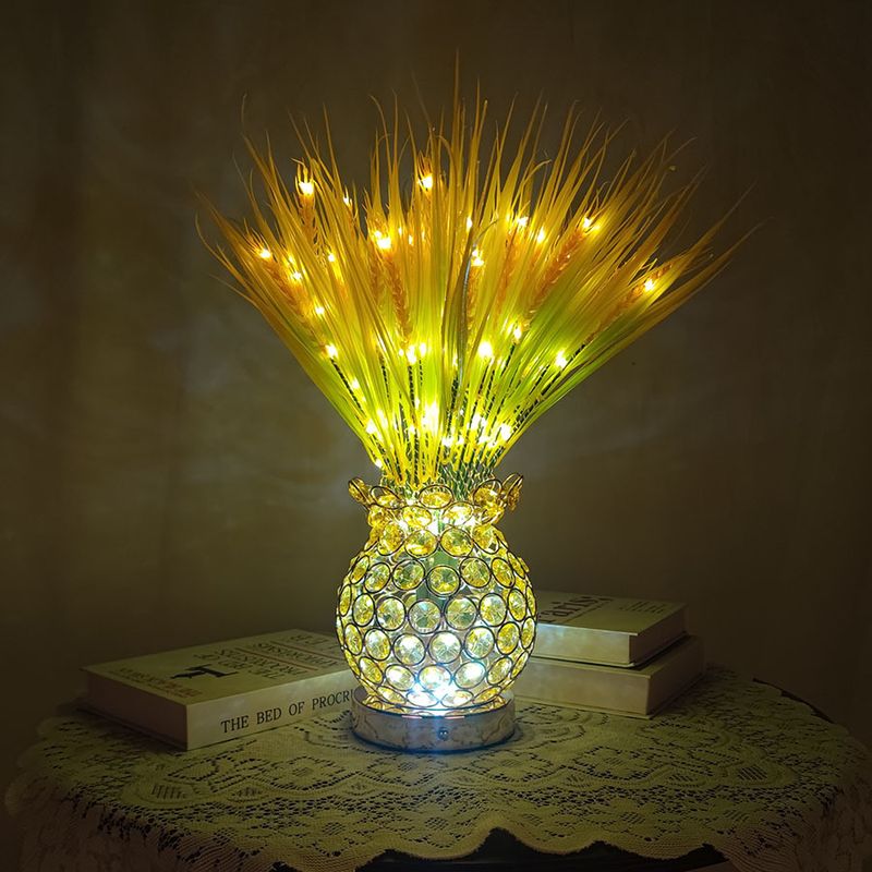 Silvester Blume Hause Kristall Geöffnet Damai Kreative Ornament Geschenk Neue Jahr Weizen Ohr Feier Dekorative Schreibtisch Lampe_voghion.com