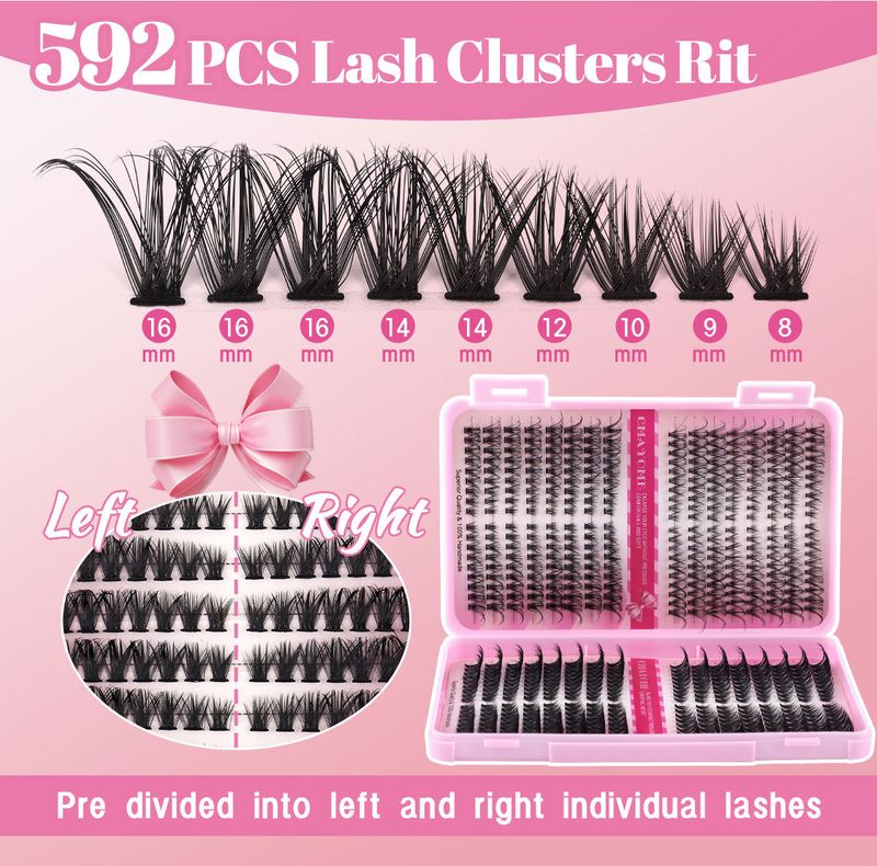 Beauty Essentials False Eyelash Extension Set Single Cluster 592 Clusters 30+40+50+60+80+100d Eyelashes_voghion.com