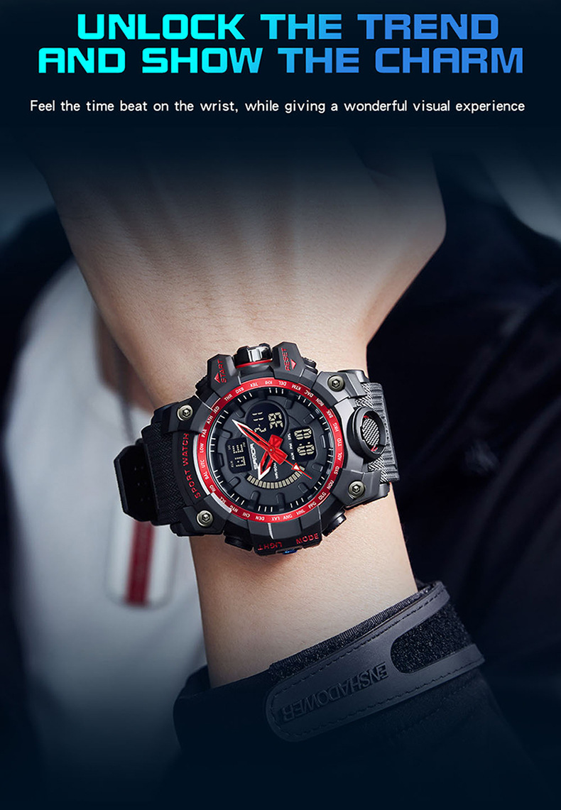 Sanda New Couple's Luminous Waterproof Outdoor Digital Electronic Movement Large Size Wristwatch 57mm_voghion.com