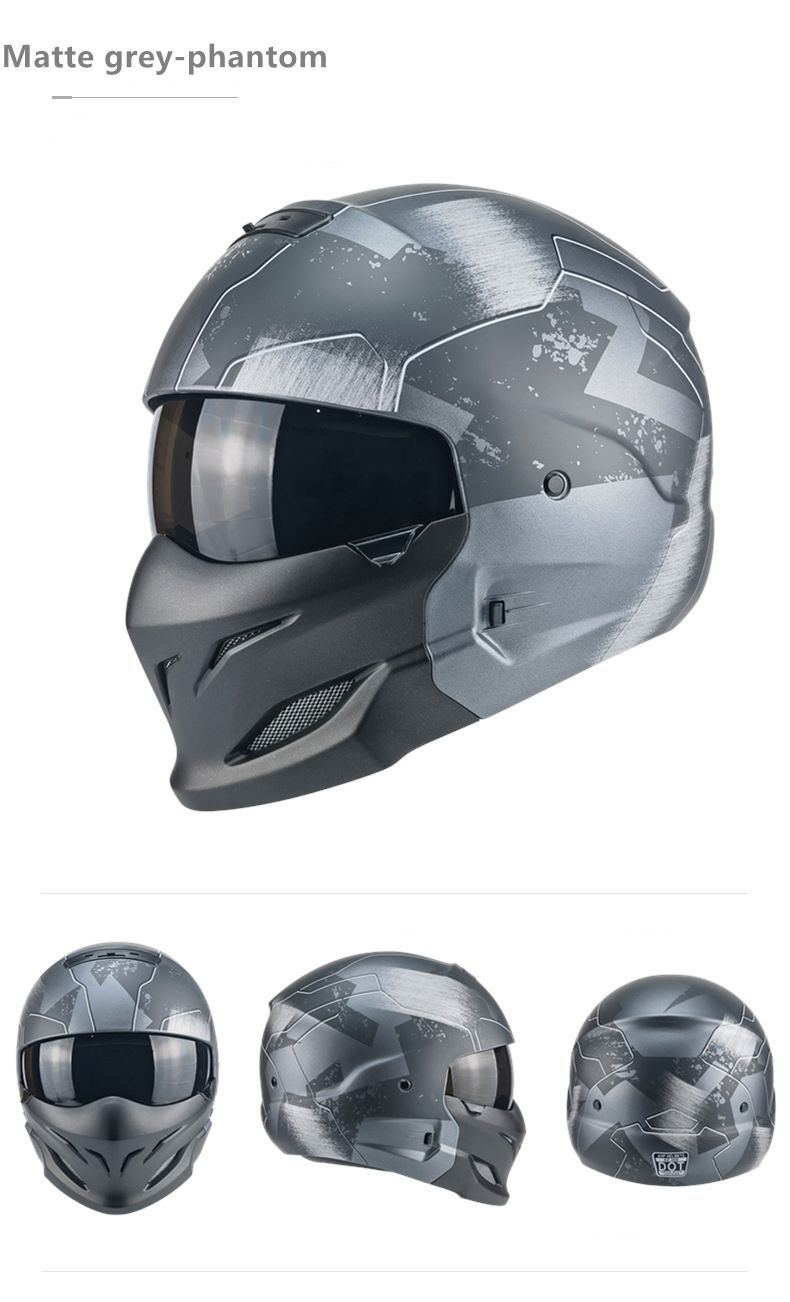 Samurai Black Scorpion Herr Kombinationshelhjälm Four Seasons Mech Battle Damage_voghion.com