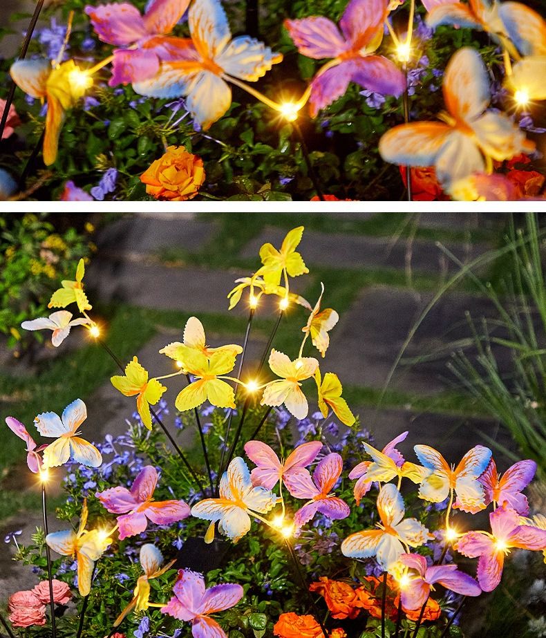 Luce solare a forma di farfalla, con spina da pavimento, simulazione di fiori, luce a farfalla, luce LED per esterni, impermeabile, da giardino e prato_voghion.com