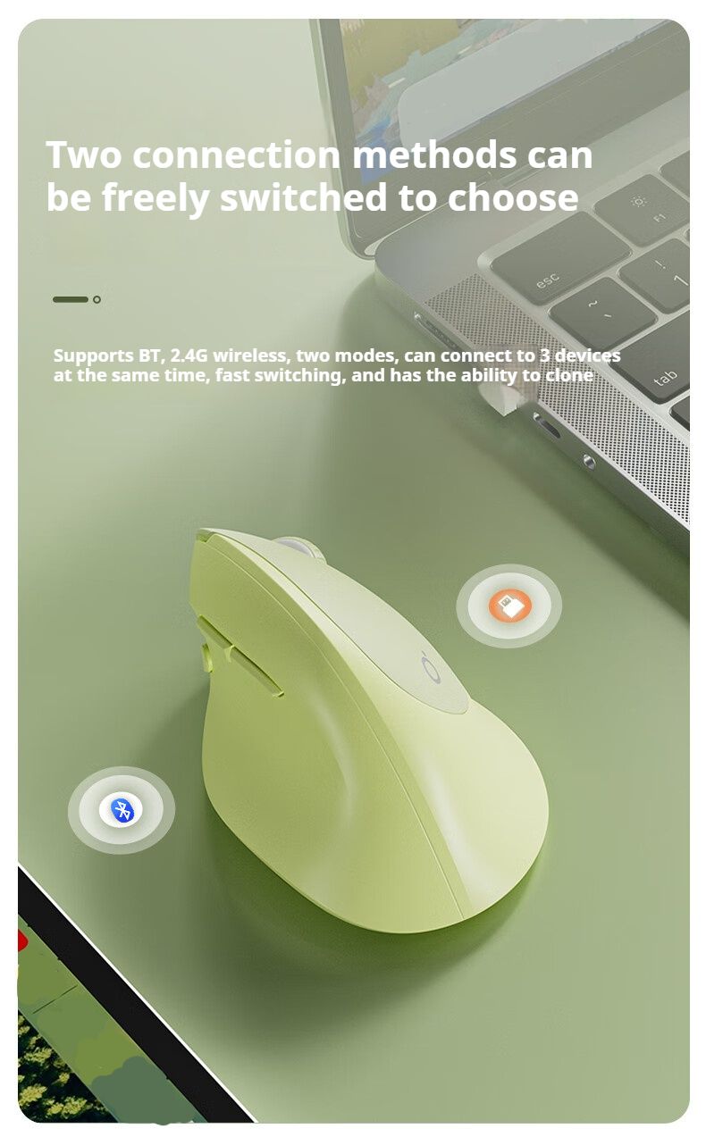 EWEADN Q7 Wireless BT + 2.4G Vertical Mouse, Ergonomic Design, 6 Silent Buttons,Windows 10, For Laptop,Office & Gaming_voghion.com