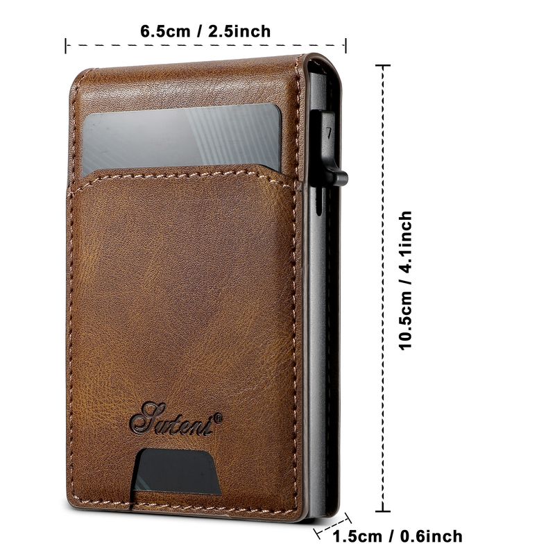 Card Cases Carbon Fiber Leather Keys Automatically Eject Card Case Card With Photo Frame Oil Wax Glossy Lychee Scrub_voghion.com