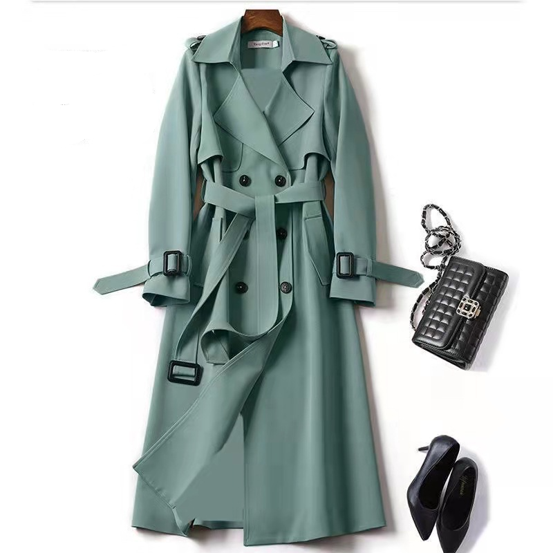 Windbreaker Women's Mid-Length 2025 Spring And Autumn New Korean Version Plus Size Petite Trendy British Style Overcoat_voghion.com