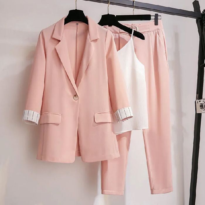 2025 Spring And Autumn New Style Suit Set Small Blazer Professional Wear Internet Celebrity Three-Piece Two-Piece_voghion.com