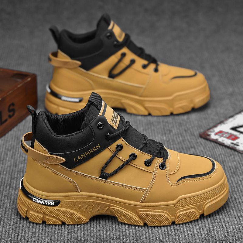 Men's Shoes High-top Martin Boots Men's Construction Site Work Overalls Shoes Non-slip Casual Short Boots_voghion.com