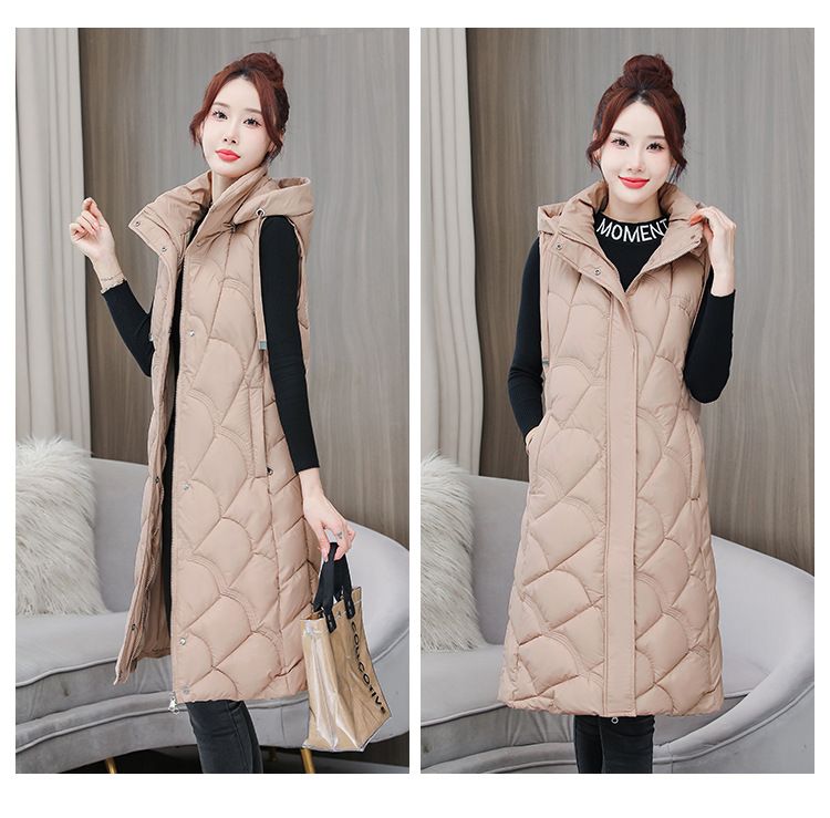 2023 neue mittellange Baumwollweste Herbst- und Winterweste für Damen Slim Fit Abnehmen vielseitige Weste Baumwollmantel für Damen_voghion.com