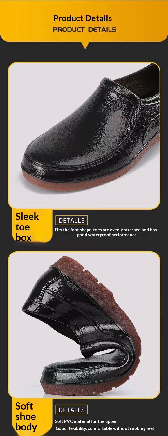 WalkPrime Thickened Fleece Lined Non-Slip Mid-Calf Rain Men's Waterproof Short-Calf Kitchen Work Shoes Warm Water Boots Men_voghion.com