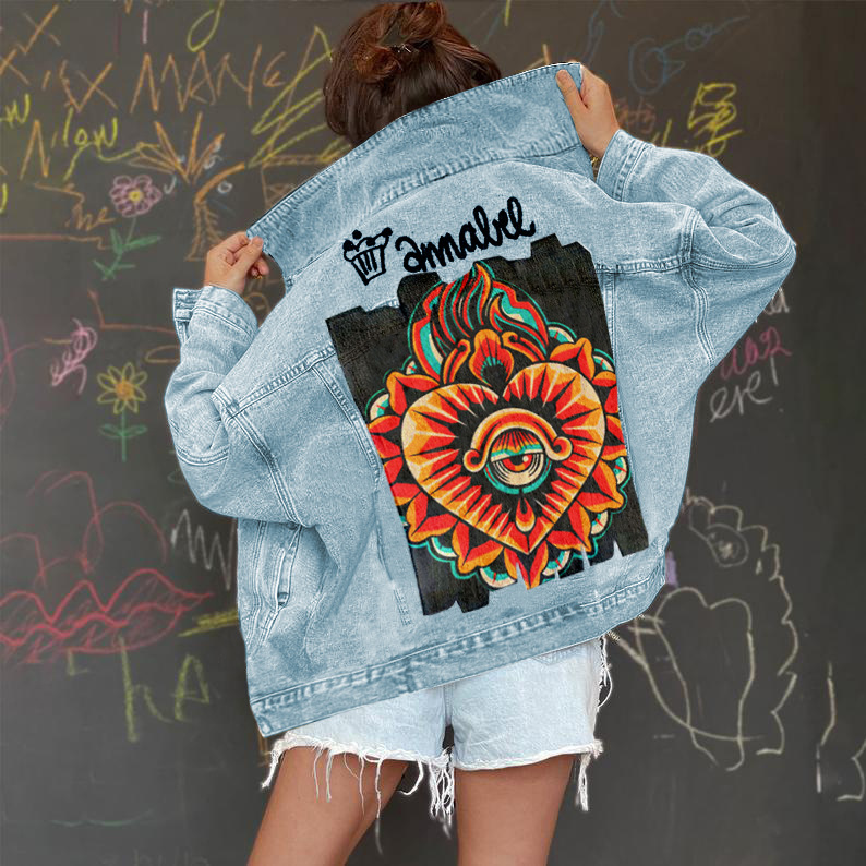 lässige Jeansjacke Street Fun Dark Series Damen-Jeansjacke_voghion.com