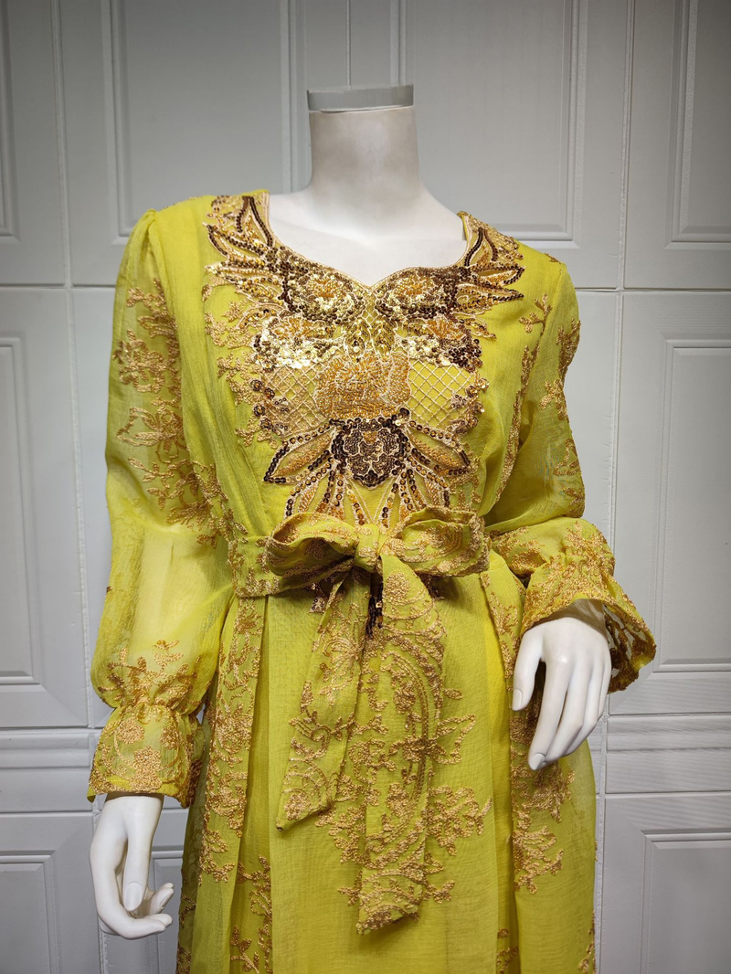 Vestido de cena de fiesta musulmana con apliques bordados_voghion.com