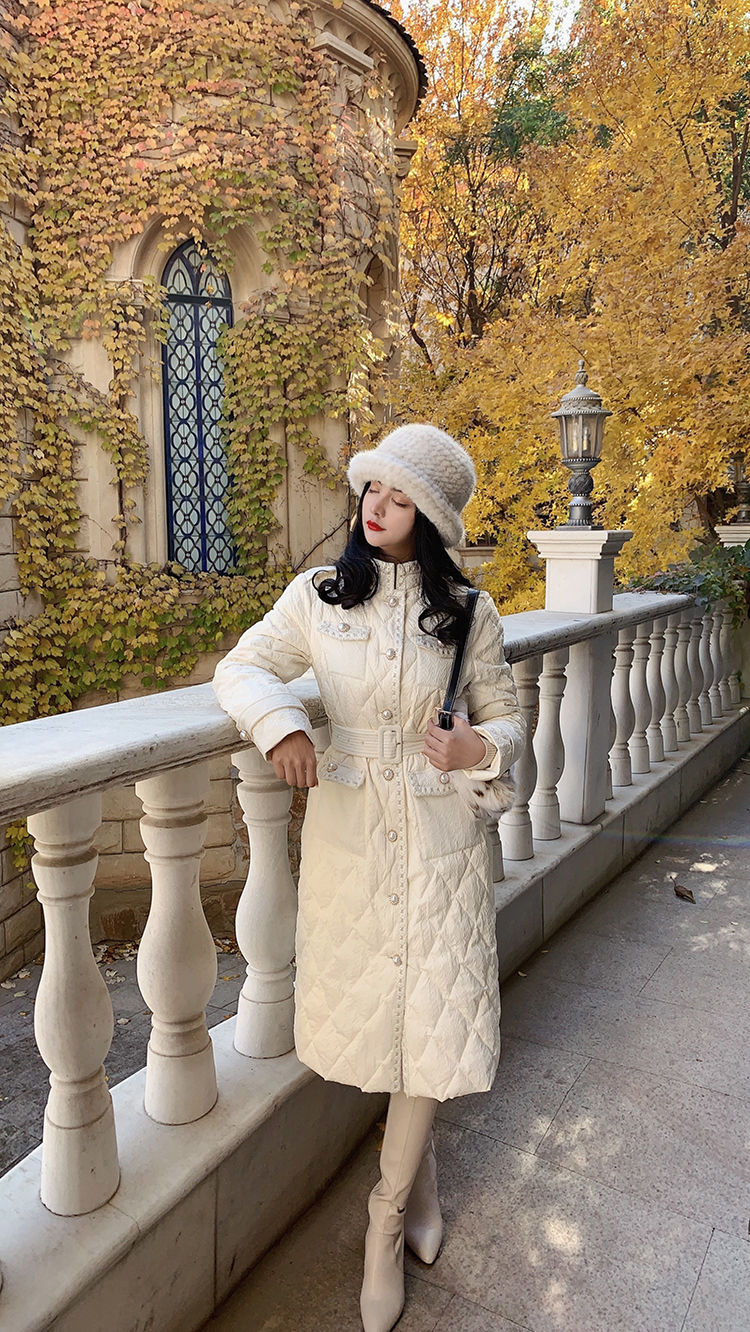 Xiaoxiangfeng Down For Women's Autumn And 2023 New Korean Version Slim Fit Knee Length Cotton Jacket Winter Coat_voghion.com