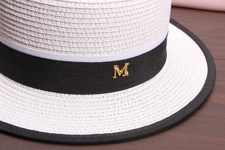 Modni ženski poletni izlet na plažo, senčenje in zaščita pred soncem, raven klobuk s travo_voghion.com