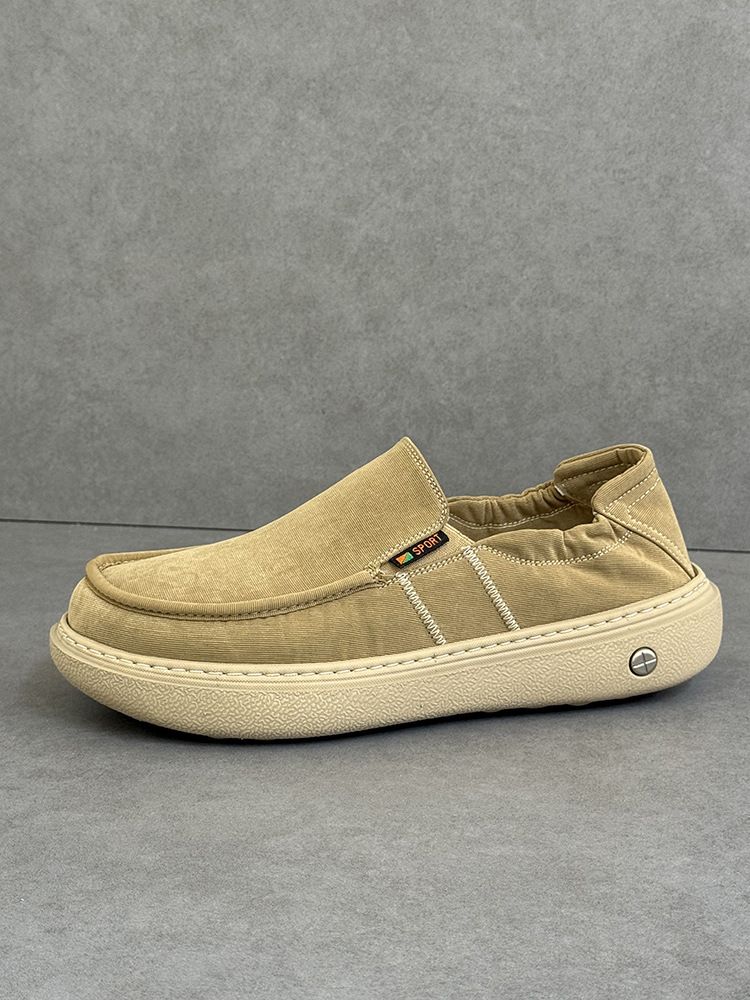 New Summer Men's Lightweight Thick Comfortable Canvas Soft Sole Breathable Casual Shoes Slip-On Loafers_voghion.com