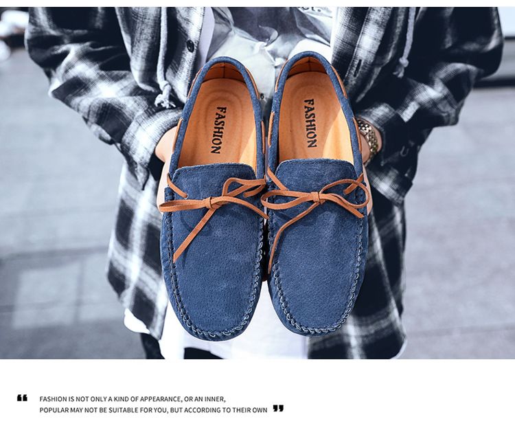 Herrskor i läder med Pig Bean-motiv, slip-on, herrskor i läder_voghion.com