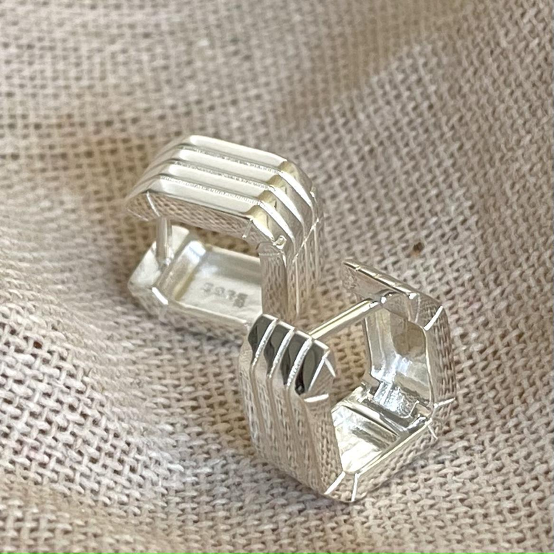 Sterling VENUS Sier Geometry Block Orecchini a righe per donne Ragazza Regalo per feste Semplice ufficio INS Gioielli Dr_voghion.com