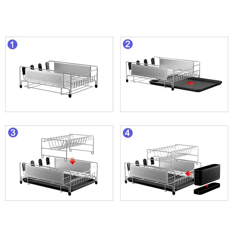 Kitchen dish storage rack bowl and chopstick rack drain rack stainless steel multifunctional tableware rack knife rack_voghion.com