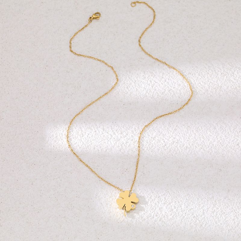 2025 Damesmode Cacana roestvrijstalen modieuze plantenvormige hangerketting, avondketting_voghion.com