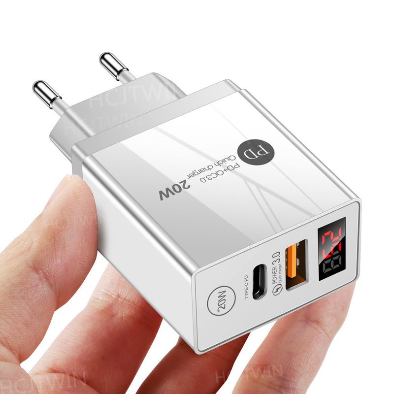 Mūzikas festivāls PD20W QC3.0USB+PD Type-C digitālā mobilā telefona lādētājs, galva, ātrās uzlādes adapteris_voghion.com