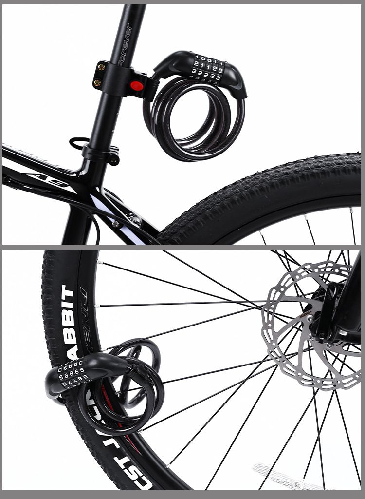 Lucchetto ad anello in filo d'acciaio con password a cinque cifre per bicicletta elettrica, attrezzatura antifurto per equitazione_voghion.com