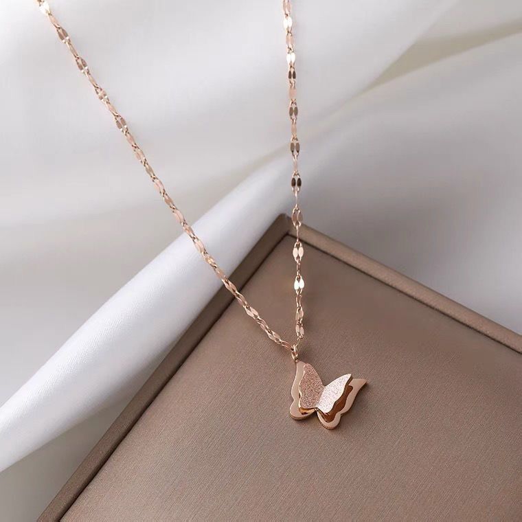 Netizen temperament eenvoudig, licht, luxe dubbellaagse vlinderketting voor vrouwen sleutelbeenketting Instagram_voghion.com
