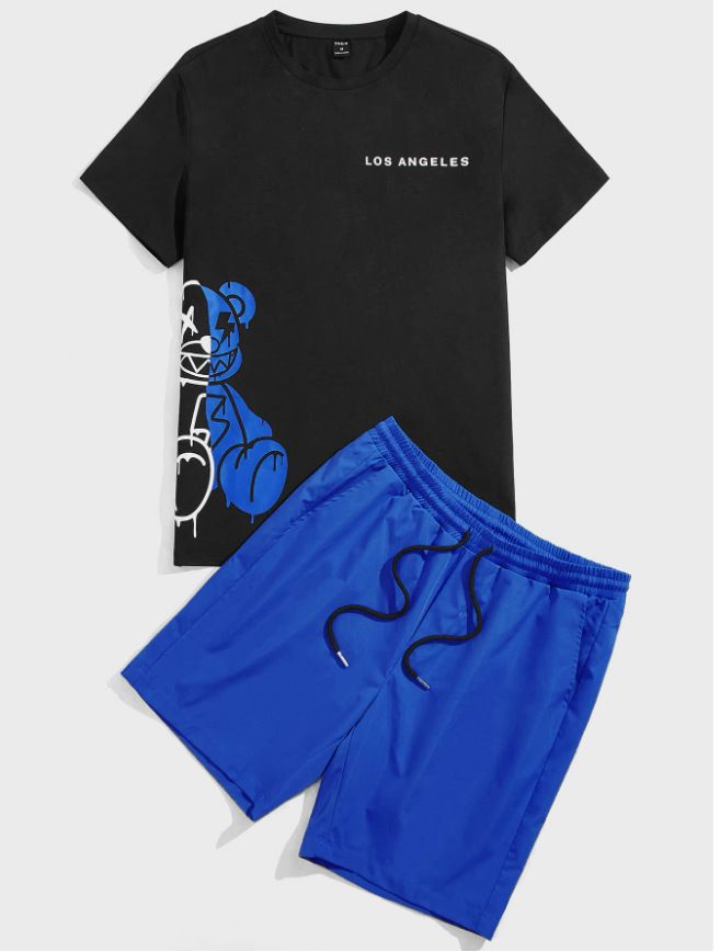 Breathable Cotton Casual Short Sleeve T-Shirt & Shorts Set For Men - Lightweight Summer Outfit, Gym & Streetwear_voghion.com