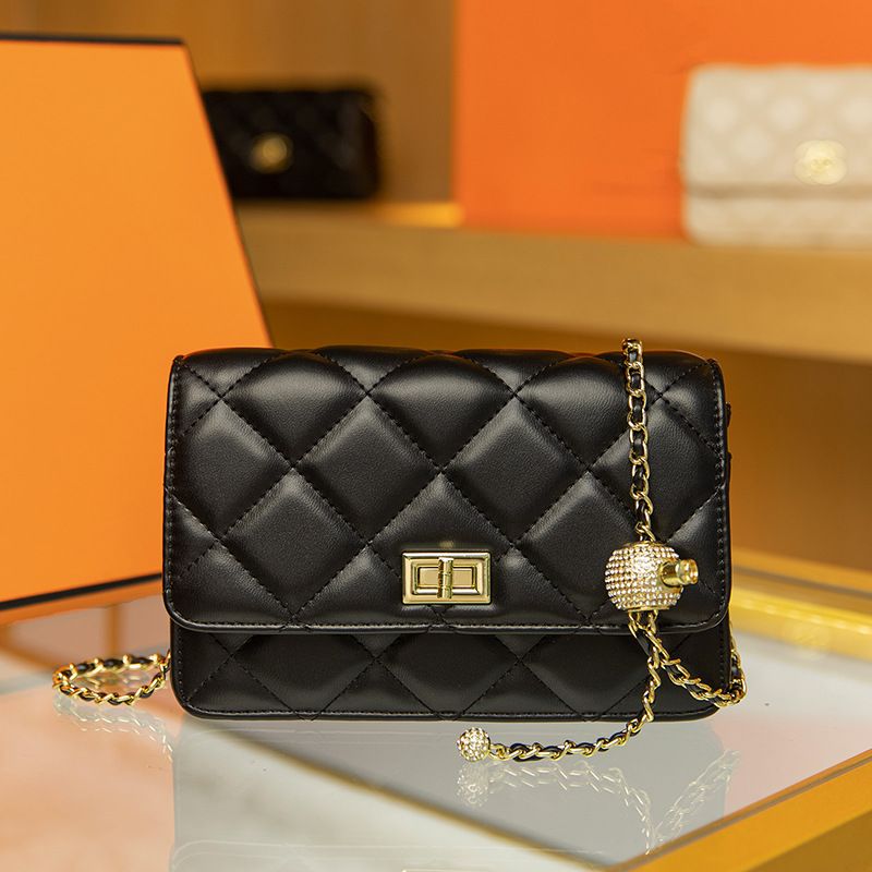 Sac à main carré élégant à motif diamant, petit format, niche française tendance, chaîne perlée, élégant, pour grand-mère_voghion.com