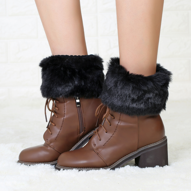 Neue Herbst-Winter-Kurzstil-Flip-Over-Plüsch-warme Socken und Stiefelüberzüge für Damen-Beinschützer aus gestrickter Wolle_voghion.com