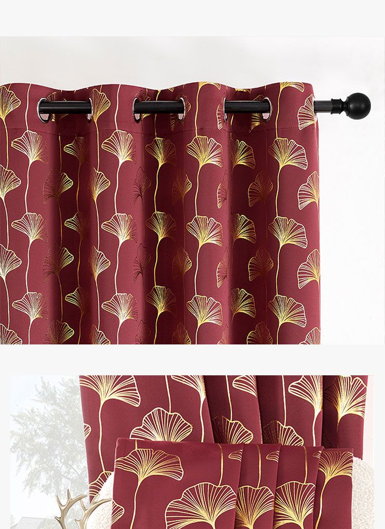 Ginkgo Leaf Curtains Blackout Warmth Cold Special Curtains_voghion.com