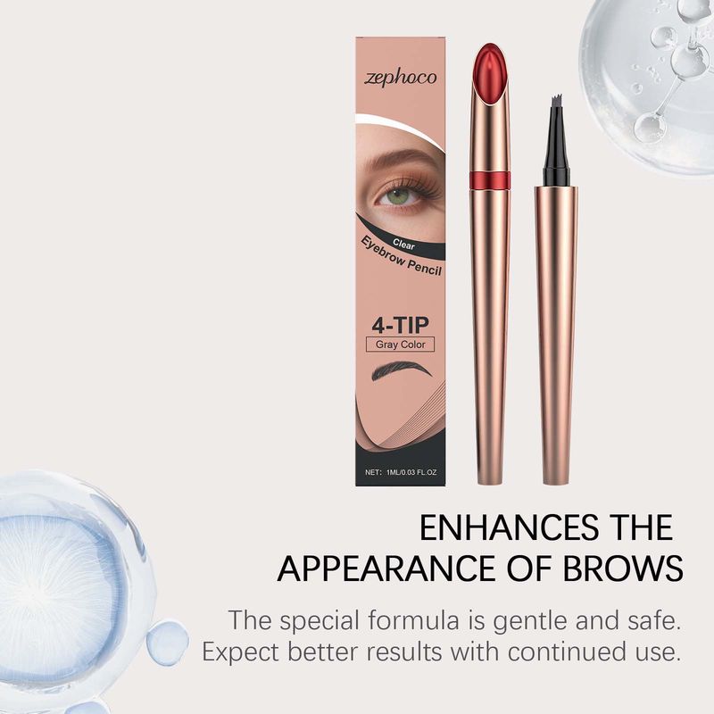 Zephoco Smudge-Proof Four-Pronged Daily Travel Non-Smudge Natural Hair Flow Ultra-Fine Stroke Eyebrow Pencil_voghion.com