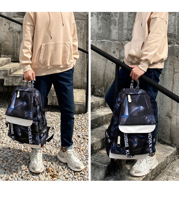 2024 New Korean Edition Boys' Travel Ba Personalized Trend Large Capacity Heat Transfer Printing Casual Student_voghion.com