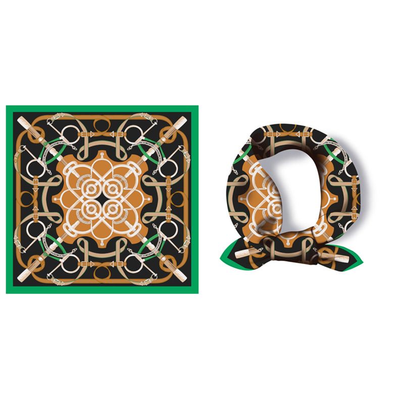 53 Small Square Belt Chain, Printed Silk New Professional Scarf, Satin Scarf_voghion.com