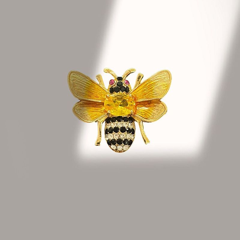 25 New Fashion Cute Little Bee Zircon Brooch Women's High-end Sweater Corsage Suit Cheongsam Pin Accessories_voghion.com