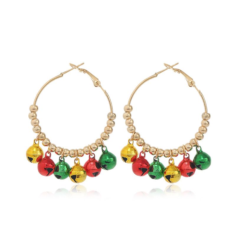 Boucles d'oreilles à tige en alliage, série de cloches colorées, accessoires d'oreilles de Noël, nouvelle collection 2022_voghion.com