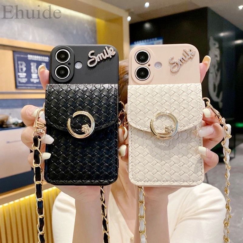 Portemonnee Diamond Case voor Samsung Galaxy A56 A06 A55 A35 A15 A54 S24 FE S25 Ultra A36 A16 Crossbody Strap Lanyard Leren Hoes_voghion.com