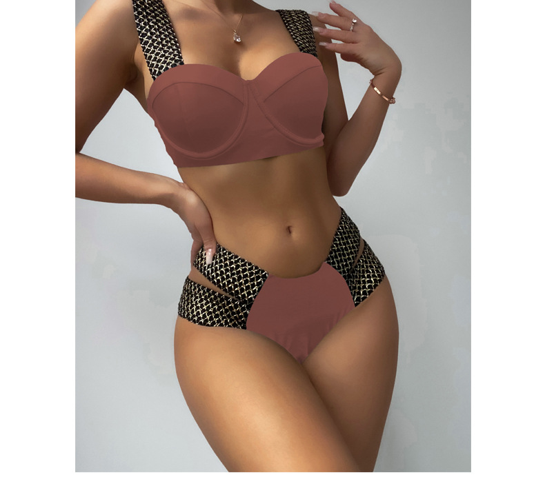 Vêtements pour femmes Maillot de bain Maillot de bain femme Nouveau costume deux pièces sexy fendu en acier avec soutien-gorge froncé Bikini_voghion.com