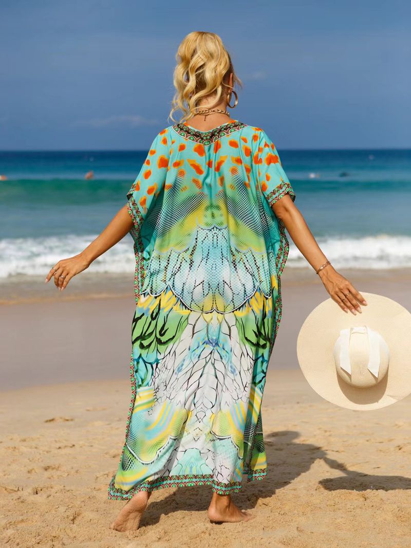 Bohemian Beach Cover-Up Kleid – Leichte und atmungsaktive Tunika aus 99 % Baumwolle für Damen, übergroßes, fließendes Sommerkleid, perfekt für den Pool_voghion.com