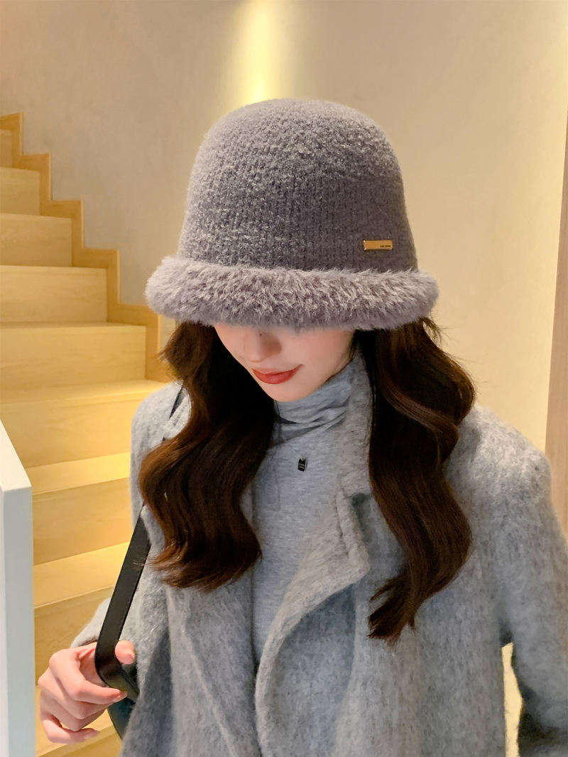 Neue koreanische Version für Frauen im Herbst und Winter, gestrickte Fischermütze mit Gehörschutz, warmes Becken, kleines Gesicht,_voghion.com