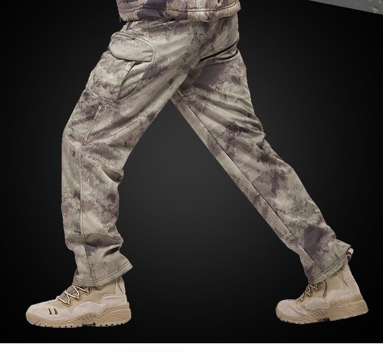 Bird Cold-Proof Soft Shell Jacket Men Hiking Waterproof Windproof Thickened Outdoor Warm Fleece Pants_voghion.com
