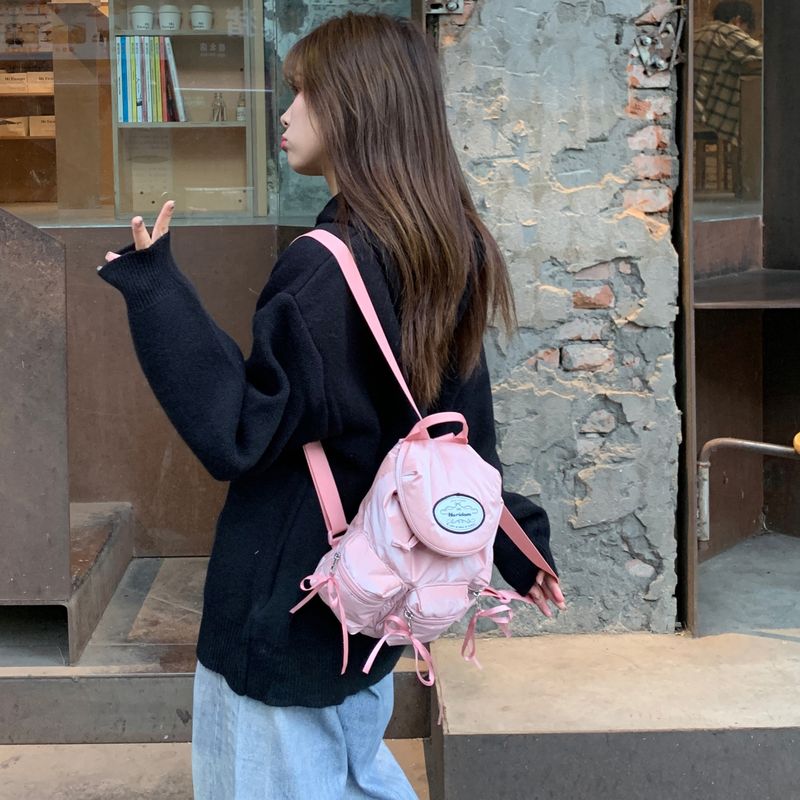 cute Bright Pink Casual And Versatile Nylon Waterproof Material Fashionable Versatile_voghion.com